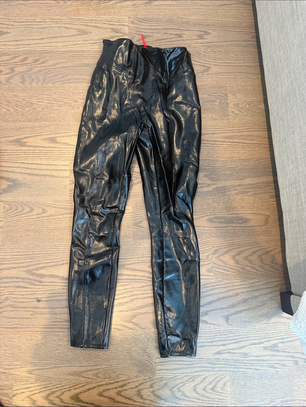 SPANX Black Faux Leather High-Waist Jeggings
